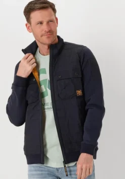 donkerblauwe pme legend jack zip jacket sweat mixed padded