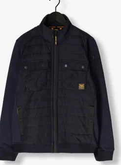 donkerblauwe pme legend jack zip jacket sweat mixed padded