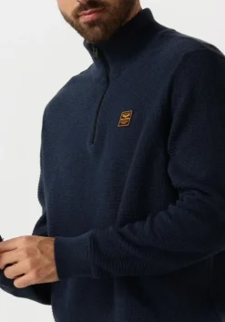 donkerblauwe pme legend trui half zip collar cotton mouline