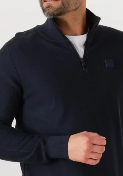 donkerblauwe pme legend trui half zip collar cotton modal