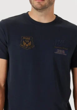 donkerblauwe pme legend t-shirt flat waffel jersey