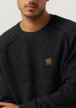 donkerblauwe pme legend trui r-neck cotton indigo look knit