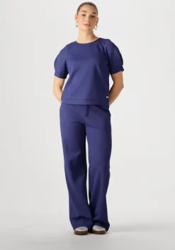 donkerblauwe pom amsterdam pantalon wide leg pants sapphire