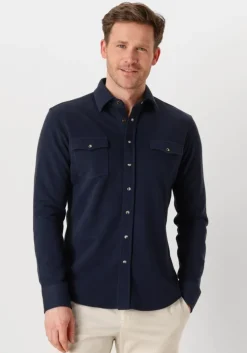 donkerblauwe profuomo casual overhemd overshirt wester
