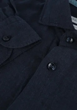 donkerblauwe profuomo casual overhemd hartger w cotton-linnen