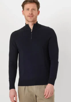 donkerblauwe profuomo coltrui half zip luxury basic