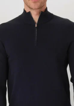 donkerblauwe profuomo coltrui half zip luxury basic