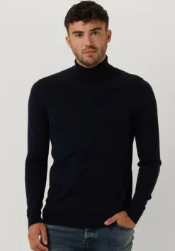 donkerblauwe profuomo coltrui pullover roll neck
