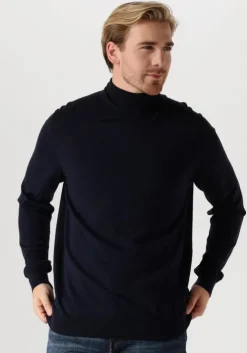 donkerblauwe profuomo coltrui pullover roll neck
