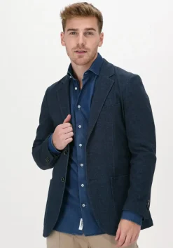 donkerblauwe profuomo colberts jacket knitted ho