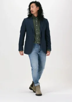 donkerblauwe profuomo colberts jacket knitted ho