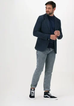 donkerblauwe profuomo colberts jacket knitted ho