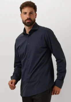donkerblauwe profuomo klassiek overhemd shirt x-cutaway sc sf japanese knitted