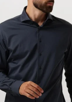 donkerblauwe profuomo klassiek overhemd shirt x-cutaway sc sf japanese knitted