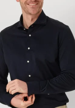 donkerblauwe profuomo klassiek overhemd shirt x-cutaway japanese knitted