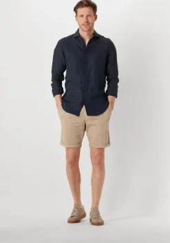 donkerblauwe profuomo klassiek overhemd shirt x-cutaway linen