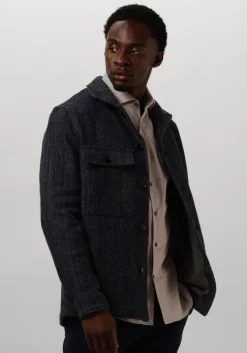 donkerblauwe profuomo overshirt overshirt twill n