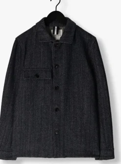 donkerblauwe profuomo overshirt overshirt twill n
