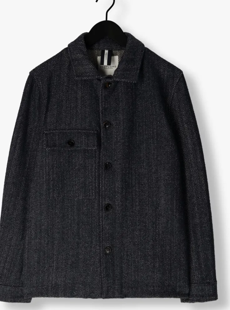 donkerblauwe profuomo overshirt overshirt twill n