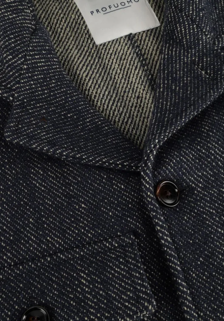 donkerblauwe profuomo overshirt overshirt twill n