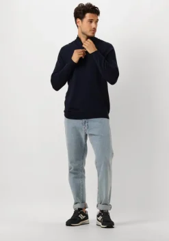 donkerblauwe profuomo trui pullover half zip