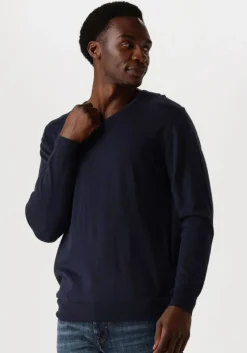 donkerblauwe profuomo trui pullover v-neck