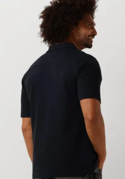 donkerblauwe pure path casual overhemd shortsleeve shirt button up