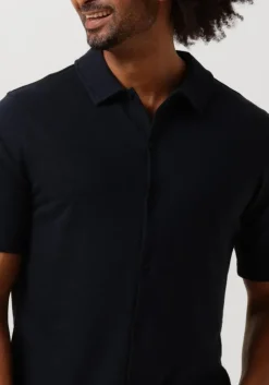 donkerblauwe pure path casual overhemd shortsleeve shirt button up