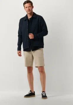 donkerblauwe pure path overshirt punta coack shirt with press buttons and front print