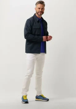 donkerblauwe pure path overshirt shirt with front zipper and chest pockets