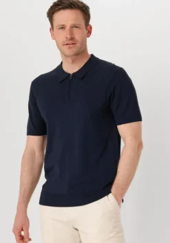 donkerblauwe pure path polo regular fit polo ss half zip knitwear