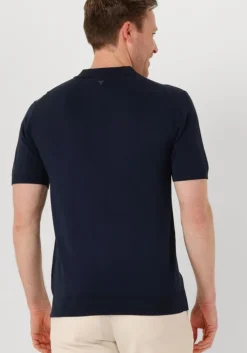 donkerblauwe pure path polo regular fit polo ss half zip knitwear