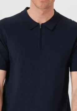 donkerblauwe pure path polo regular fit polo ss half zip knitwear