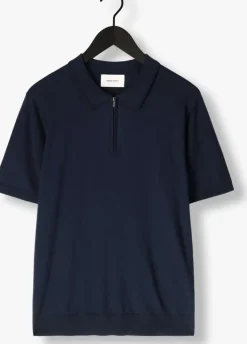 donkerblauwe pure path polo regular fit polo ss half zip knitwear