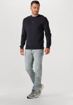 donkerblauwe pure path trui regular fit crewneck ls sweaters