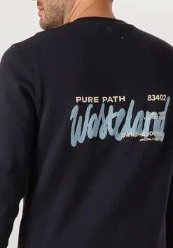 donkerblauwe pure path trui regular fit crewneck ls sweaters