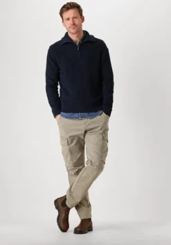 donkerblauwe pure path trui loose fit knitwear halfzip818