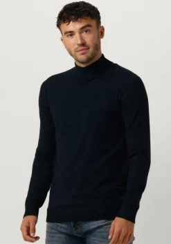 donkerblauwe purewhite coltrui essential knit mockneck ls