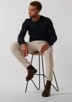 donkerblauwe purewhite trui crewneck with artwork patch on back