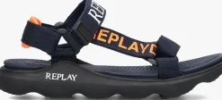 donkerblauwe replay platte sandalen spacer 1