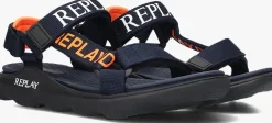 donkerblauwe replay platte sandalen spacer 1
