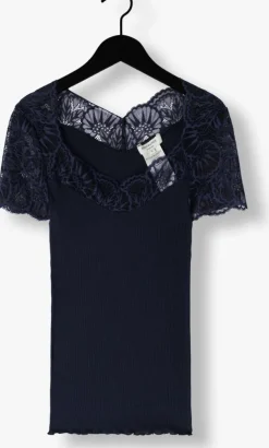 donkerblauwe rosemunde top beatha capsleeve