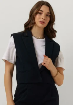 donkerblauwe ruby tuesday gilet relin cropped waistcoat
