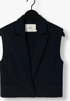 donkerblauwe ruby tuesday gilet relin cropped waistcoat
