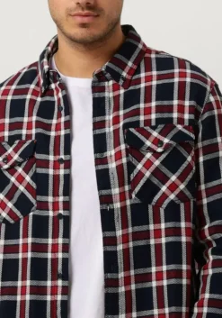 donkerblauwe scotch & soda overshirt archive double face twill check