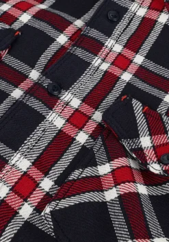 donkerblauwe scotch & soda overshirt archive double face twill check