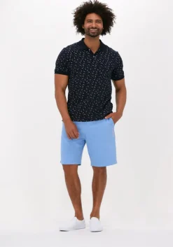 donkerblauwe scotch & soda casual overhemd printed pique polo in organic cotton