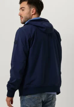 donkerblauwe scotch & soda jack hooded colourblock jacket