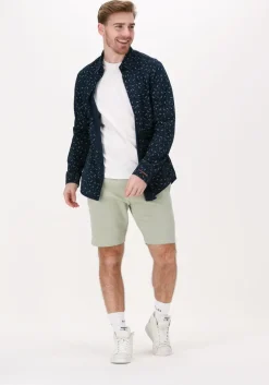 donkerblauwe scotch & soda casual overhemd slim fit printed poplin shirt