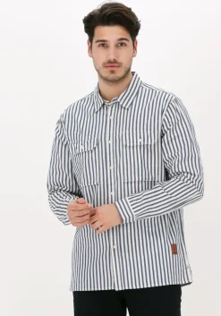 donkerblauwe scotch & soda casual overhemd indigo striped 2-pocket regula